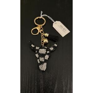 NEW Juliet Bling Rhinestone Keychain - Longhorn Cowprint